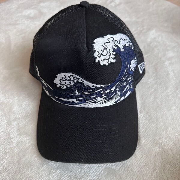 NEW ERA キャップ 帽子 刺繍 波 ブラック 黒