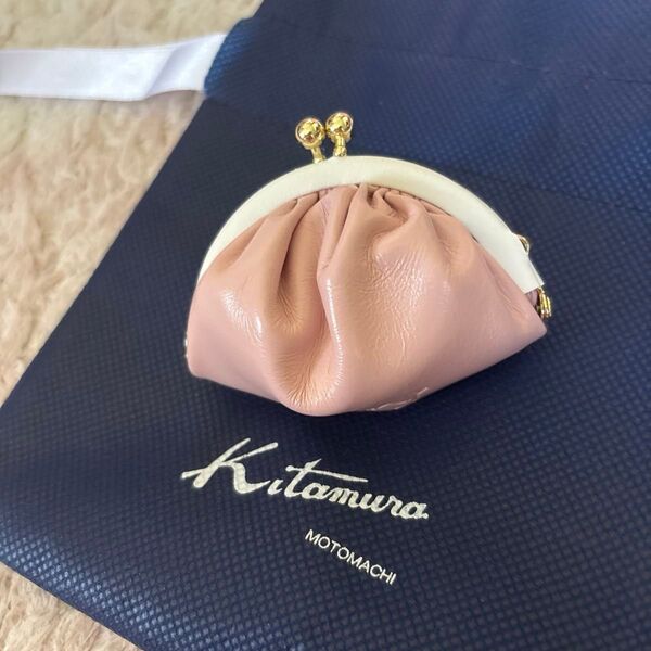 新品未使用 Kitamuraキタムラ コインケース ピンク×白 ブランド袋付 財布 小銭入れ