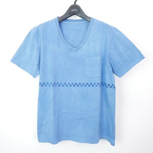 SLX INDIGO DYED SKATEBOARD コットン 半袖 インディゴ染め Vネック TEE Tシャツ カットソー MADE IN USA LIGHT INDIGO L