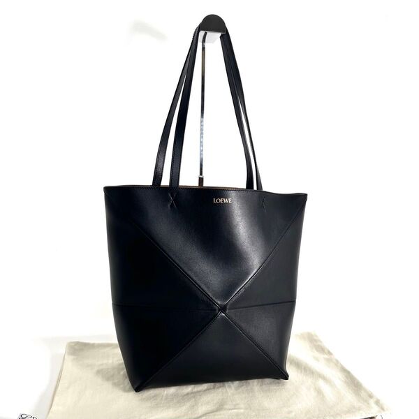 【価格相談可能】ほぼ未使用 LOEWE ロエベ パズルフォルド トートバッグ ミディアム ブラック レザー エンボス加工