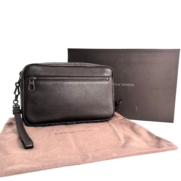 【価格相談可能】ほぼ未使用 BOTTEGA VENETA ボッテガヴェネタ イントレチャート レザー クラッチバック ブラウン