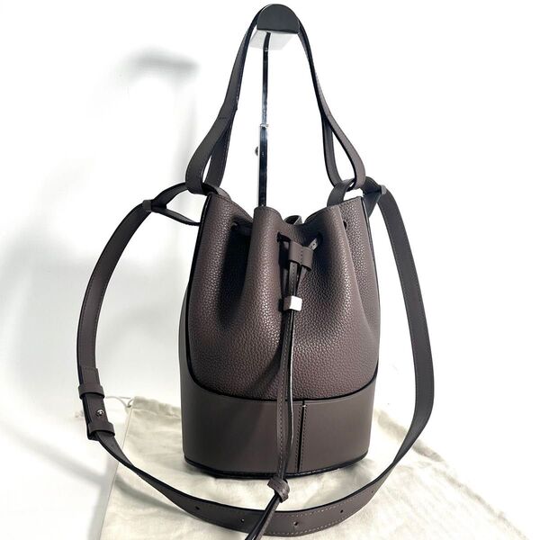 【価格相談可能】美品 LOEWE ロエベ バルーンバッグ スモール ショルダーバッグ グレー 2way 巾着 ハンドバッグ カーフ