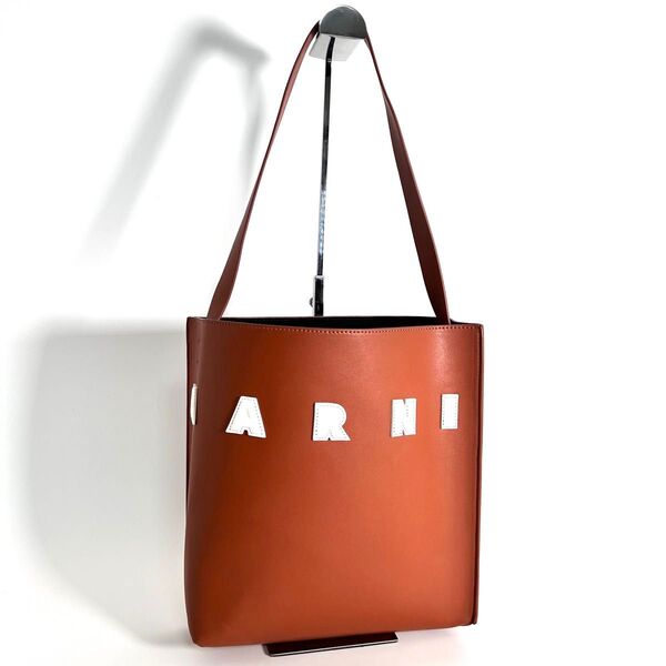 【価格相談可能】ほぼ未使用 MARNI マルニ ミュゼオ ホーボー スモール トートバッグ モカ レザー ショルダーバッグ カーフ