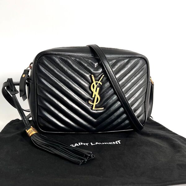 【価格相談可能】極美品 SAINT LAURENT サンローラン ルー カメラバッグ Vステッチ ショルダーバッグ タッセル 黒