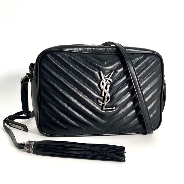 【価格相談可能】美品 SAINT LAURENT サンローラン ルー カメラバッグ Vステッチ ショルダーバッグ タッセル レザー