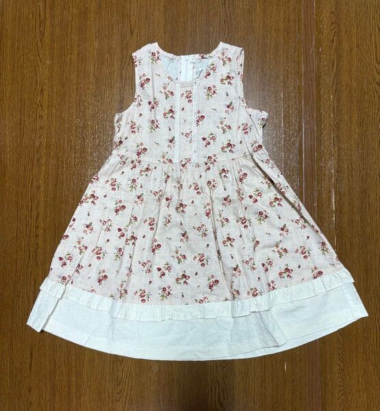 花柄ワンピース ノースリーブ フリル レース 春夏 120cm 子供服