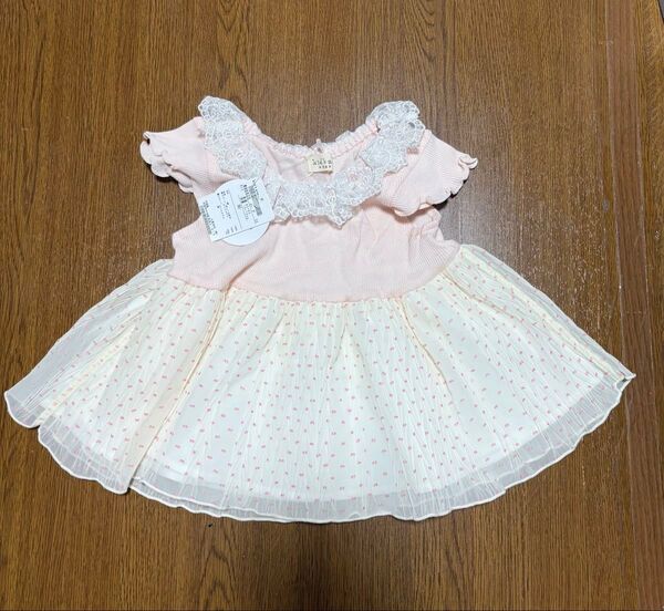 【新品未使用★kid's zoo 90cm】ベビー チュニックワンピース ピンク オフホワイト