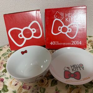 【非売品★新品未使用★当時物】ハローキティ 40周年(2014)記念 茶碗&小皿セット 2個セット