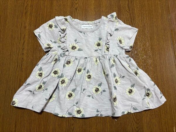 【mamaraku 95cm】ベビー服 ひまわり柄 チュニック トップス ママラク