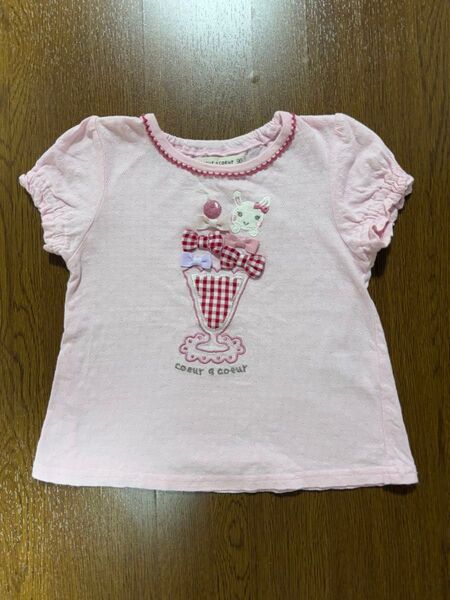 【美品】クーラクール 半袖T シャツ 90cm ピンク トップス ピンク リボン