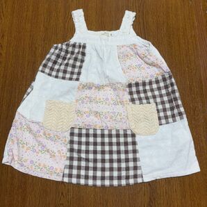 【ブランシェス 90cm】パッチワークワンピース チュニック ベビー服