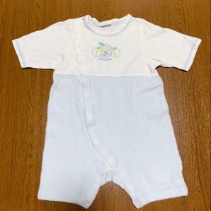 【familiar】70-80cm ベビー ロンパース 水色 ファミリア 新生児 タオル生地