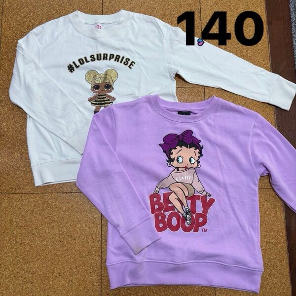 ベティちゃん LOLサプライズ ユニクロ ロンT長袖Tシャツトレーナー裏毛140トレーナー スウェット スウェットシャツ トップス