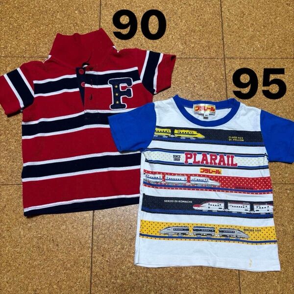 ボーダーポロシャツ プラレール 半袖Tシャツ 90cm95cm 半袖ポロシャツ Tシャツ 半袖Tシャツ キッズ ボーダー