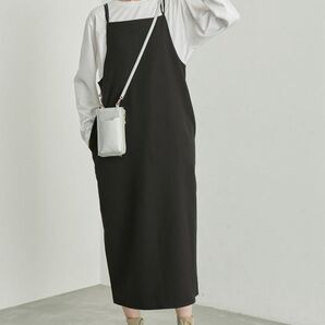 美品ロペピクニック36ロングキャミワンピース ロングワンピース バッククロス ブラック キャミソールワンピース サロペットスカート