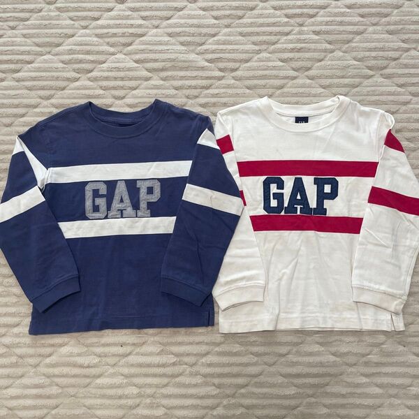 GAP キッズ XS 長袖 ロンT 白 ネイビー 110