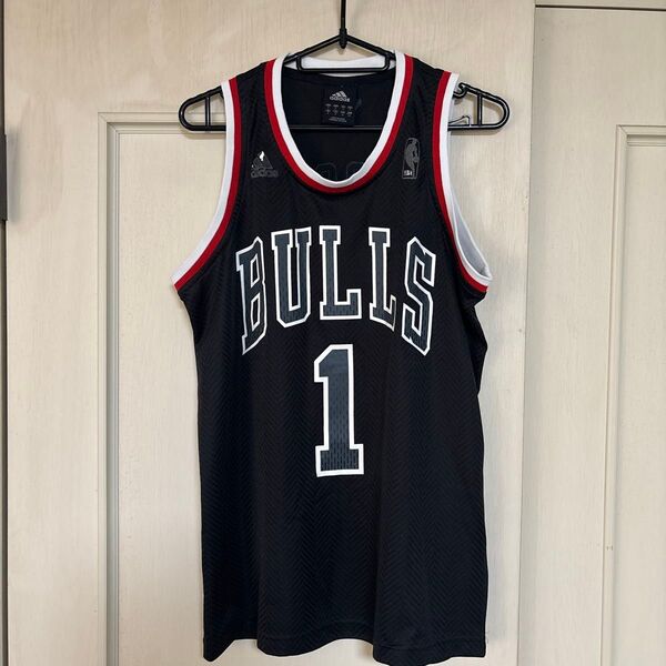 adidas NBA シカゴブルズ レプリカユニフォーム ローズ 背番号1 黒 M