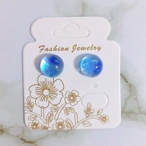 【再販】059 半円 琉球ガラス 小粒ピアス