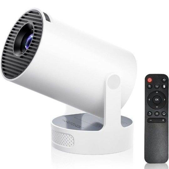 小型 プロジェクター 270°回転 自動台形補正 4K Bluetooth 27000LM ホワイト 家庭用プロジェクター