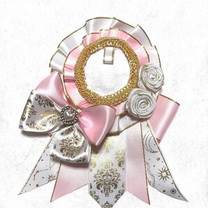 痛ロゼット 白×ピンク×金
