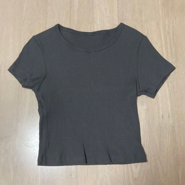 クロップドT UNIQLO tシャツ リブ生地クロップド丈 トップス