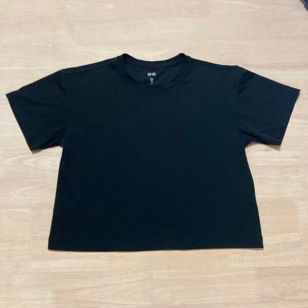 ユニクロ UNIQLO WOMEN ドライEX クロップド Tシャツ S レディース 黒 ブラック
