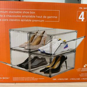 AG BOX premium stackable shoe box 4個セット クリア