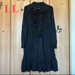 LLフリルゴスロリ ワンピース ロング黒