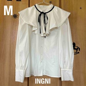 MイングINGNIクラシカルビッグカラーフリル襟 ブラウス シャツ INGNI イング