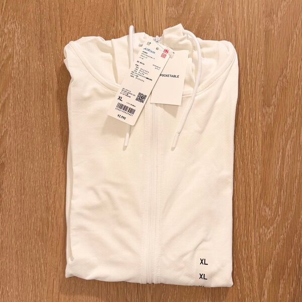 新品タグ付き UNIQLO ユニクロ エアリズム UVカット フルジップパーカー ホワイト XL