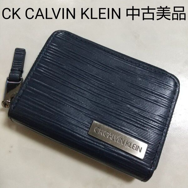 CK CALVIN KLEIN カルバンクライン パスケース 兼用 ミニ財布 小銭入れ コインケース 中古美品