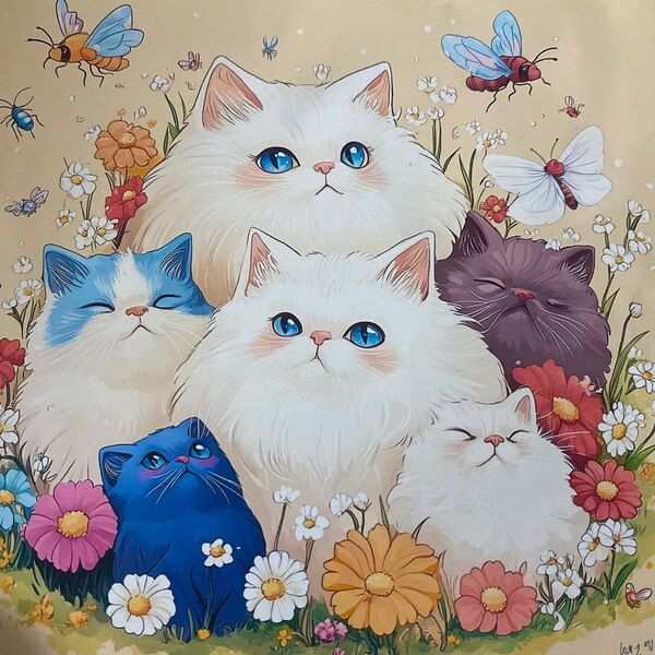 11CTクロスステッチ可愛い猫刺繍キット 40×40cm 猫の絵