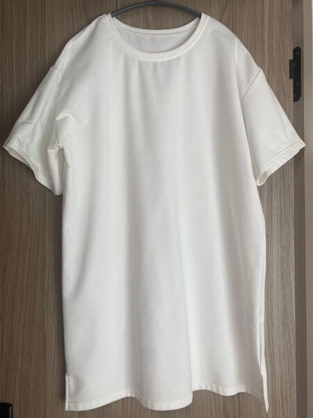 オーバーサイズチュニック Tシャツ ワンピース Mサイズ 半袖 五分袖 スリット