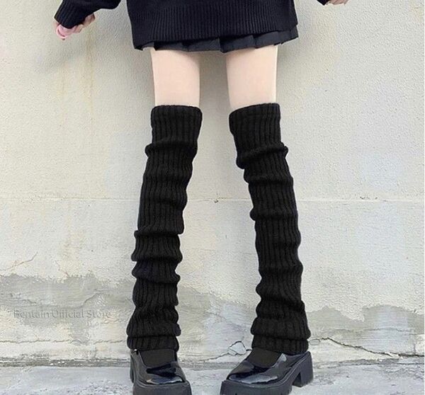 70cm ロングタイプ 黒ルーズソックス ニーハイ
