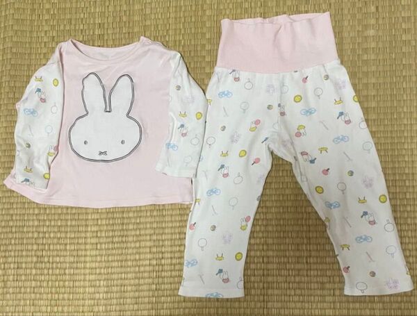 ミッフィー パジャマセット 90 キッズパジャマ 腹巻き こども服 長袖 ルームウエア 上下セット キッズパジャマ
