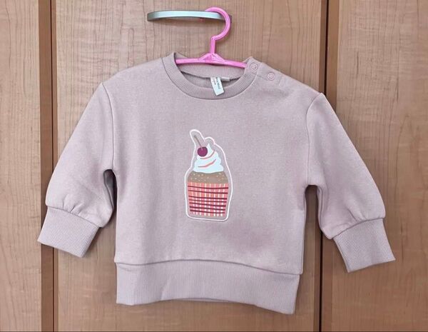 未使用品 ベイビー服 サマンサモスモスラーゴム カップケーキ裏起毛トレーナー 80