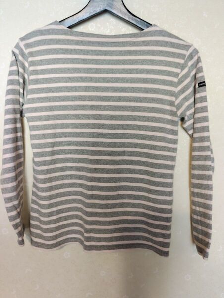SAINT JAMESボートネックボーダー長袖Tシャツフレンチバスクピンクグレー カットソー バスクシャツ