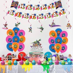 ☆スプラトゥーン3☆誕生日飾り付け ガーランド バナー パーティーデコレーション