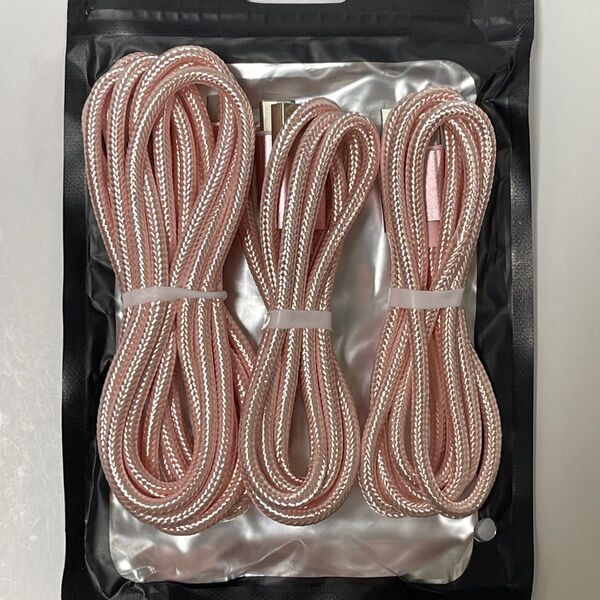 USB Type-C 充電ケーブル 3本セット(1M/1M/2M) ピンク