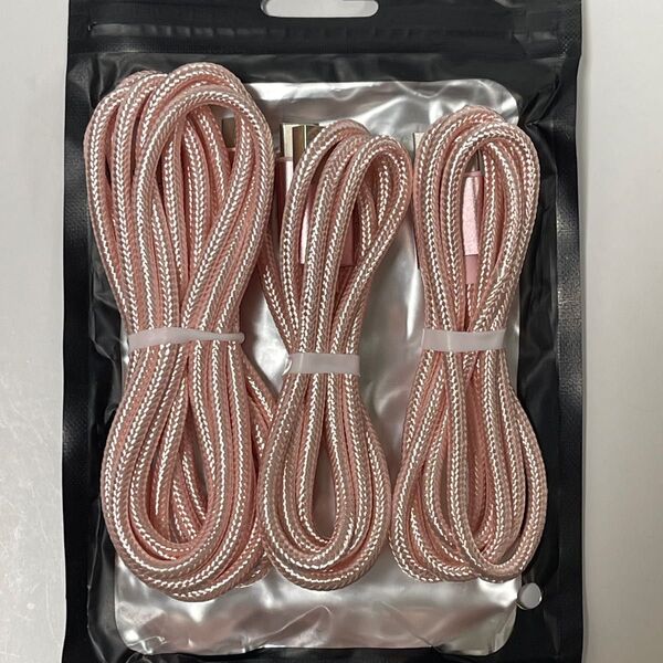 USB Type-C 充電ケーブル 3本セット(1M/1M/2M) ピンク