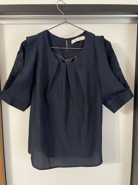 ブラウス 黒 カットソー シフォン