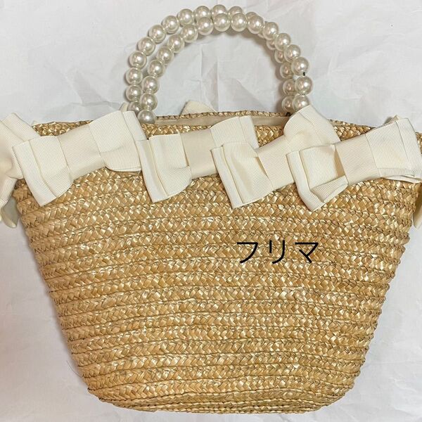 GRL グレイル かごバッグ パール リボン