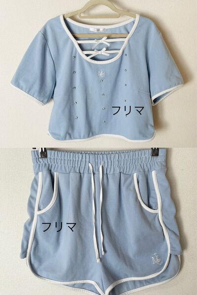 夢展望 DearMyLoveMillor ディアマイラブミラー ランダムビジューセットアップ サックス