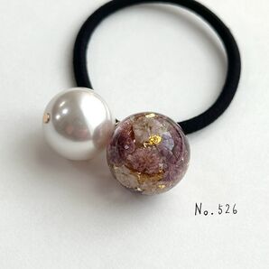 No.526 ハンドメイド ドライフラワー レジン ヘアゴム
