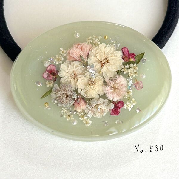 No.530 ハンドメイド ドライフラワー レジンヘアゴム