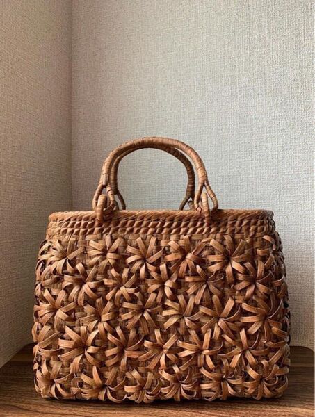 山葡萄かごバッグ 立体花 山葡萄籠バッグ 内布あり