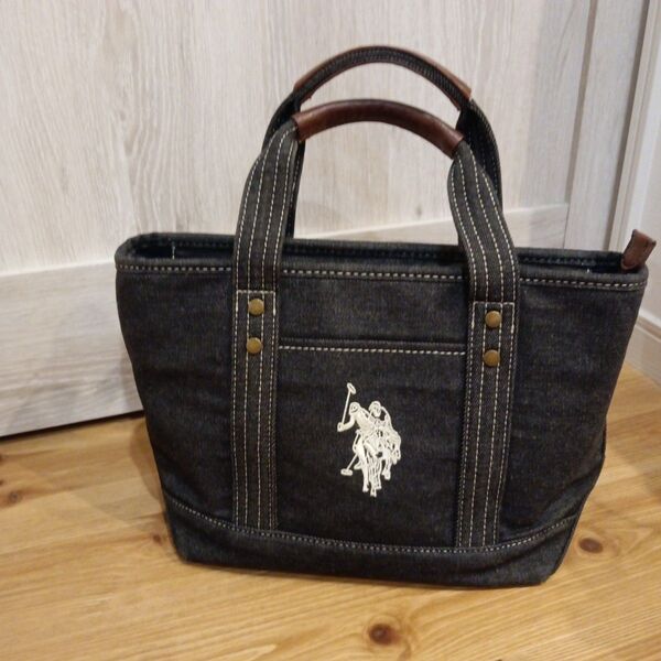 ☆極美品☆のユーエスポロアッスン U.S.POLO ASSN. 黒デニム トートバッグ CANVAS TOTE BAG S