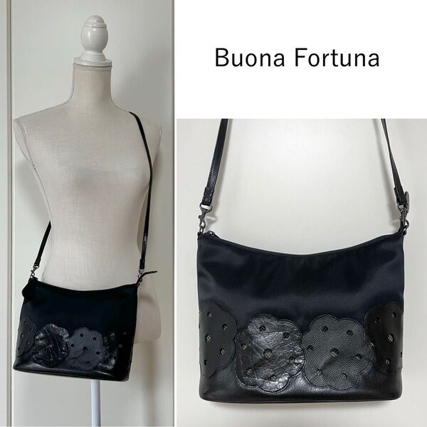 【未使用品】Buona Fortuna ナイロン&レザー ショルダーバッグ