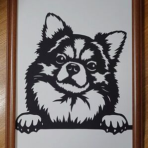 切り絵 チワワちゃん(黒)切り絵