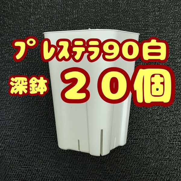 プレステラ深鉢90 白 20個 プラ鉢 スリット鉢 多肉植物